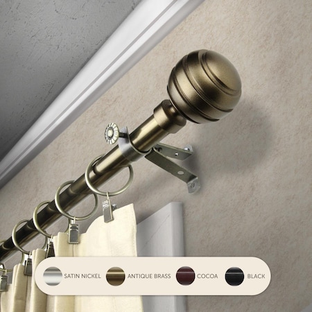 Central Design 0.8125 in. Louise Curtain Rod with 48 to 84 in. Extension, Antique Brass 4891-484